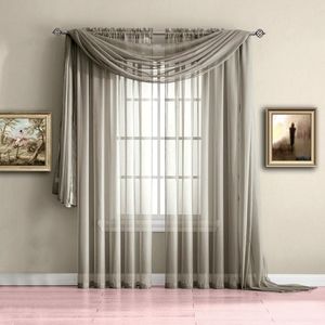 Sheer Gray Window Swag Scarf Valance